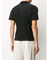 schwarzes Polohemd von Homme Plissé Issey Miyake