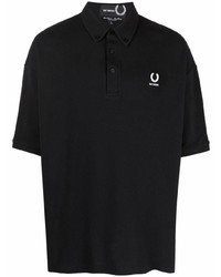 schwarzes Polohemd von Raf Simons X Fred Perry