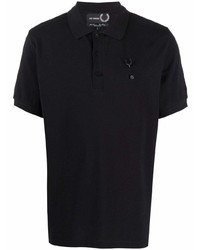 schwarzes Polohemd von Raf Simons X Fred Perry