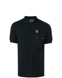 schwarzes Polohemd von Raf Simons X Fred Perry