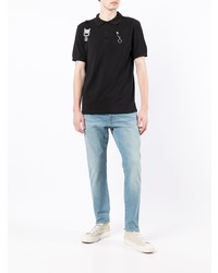 schwarzes Polohemd von Raf Simons X Fred Perry