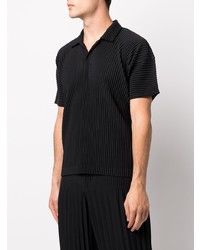 schwarzes Polohemd von Homme Plissé Issey Miyake