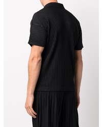 schwarzes Polohemd von Homme Plissé Issey Miyake