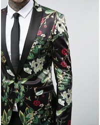 schwarzes Sakko mit Blumenmuster von Asos