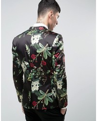 schwarzes Sakko mit Blumenmuster von Asos