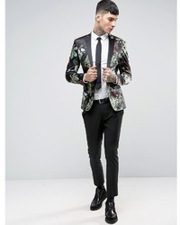 schwarzes Sakko mit Blumenmuster von Asos