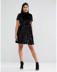 schwarzes Samt Skaterkleid