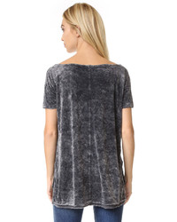 schwarzes Samt T-shirt von Free People