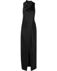 schwarzes Satin Ballkleid von Halston