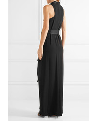 schwarzes Satin Ballkleid von Halston