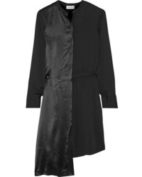 schwarzes Satinshirtkleid von DKNY