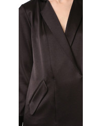 schwarzes Satinshirtkleid von Halston