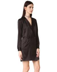 schwarzes Satinshirtkleid von Halston