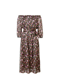 schwarzes schulterfreies Kleid mit geometrischem Muster von Vanessa Seward