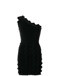 schwarzes schulterfreies Kleid mit Rüschen von David Koma