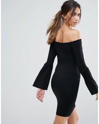 schwarzes schulterfreies Kleid von Asos