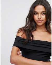 schwarzes schulterfreies Kleid von Asos