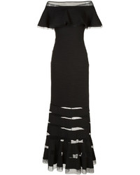 schwarzes schulterfreies Kleid von Tadashi Shoji