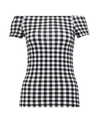 schwarzes schulterfreies Oberteil mit Karomuster von Dorothy Perkins
