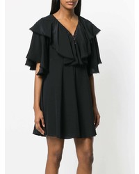 schwarzes schwingendes Kleid mit Rüschen von Chloé