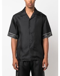 schwarzes Seide Kurzarmhemd mit Paisley-Muster von Philipp Plein