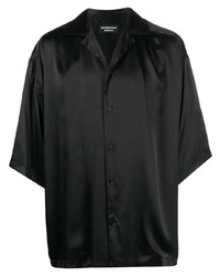 schwarzes Seide Kurzarmhemd von Balenciaga