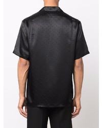 schwarzes Seide Kurzarmhemd von Saint Laurent
