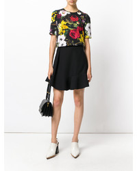 schwarzes Seide T-shirt mit Blumenmuster von Dolce & Gabbana