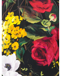 schwarzes Seide T-shirt mit Blumenmuster von Dolce & Gabbana