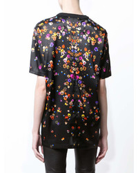 schwarzes Seide T-shirt mit Blumenmuster von Givenchy