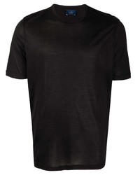 schwarzes Seide T-Shirt mit einem Rundhalsausschnitt von Barba