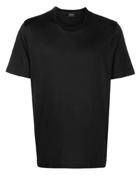schwarzes Seide T-Shirt mit einem Rundhalsausschnitt von Brioni