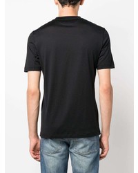 schwarzes Seide T-Shirt mit einem Rundhalsausschnitt von Brunello Cucinelli
