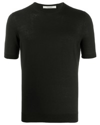 schwarzes Seide T-Shirt mit einem Rundhalsausschnitt von La Fileria For D'aniello