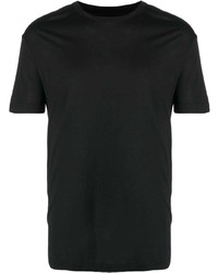 schwarzes Seide T-Shirt mit einem Rundhalsausschnitt von Les Hommes