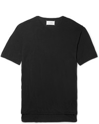 schwarzes Seide T-Shirt mit einem Rundhalsausschnitt von Maison Margiela