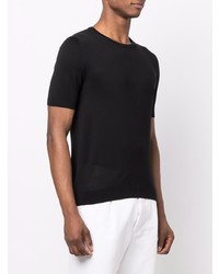 schwarzes Seide T-Shirt mit einem Rundhalsausschnitt von Tagliatore