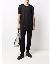 schwarzes Seide T-Shirt mit einem Rundhalsausschnitt von Ann Demeulemeester