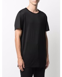 schwarzes Seide T-Shirt mit einem Rundhalsausschnitt von Ann Demeulemeester