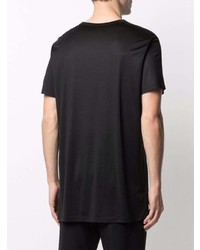 schwarzes Seide T-Shirt mit einem Rundhalsausschnitt von Ann Demeulemeester