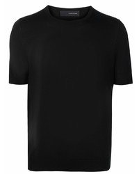 schwarzes Seide T-Shirt mit einem Rundhalsausschnitt von Tagliatore