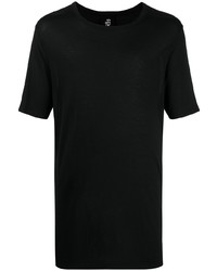 schwarzes Seide T-Shirt mit einem Rundhalsausschnitt von Thom Krom