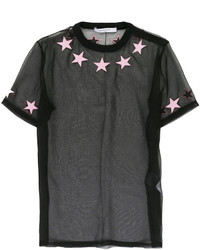 schwarzes Seide T-shirt mit Sternenmuster von Givenchy