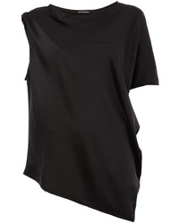 schwarzes Seide T-shirt von Ann Demeulemeester
