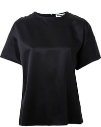 schwarzes Seide T-shirt von Jil Sander