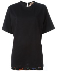 schwarzes Seide T-shirt von No.21