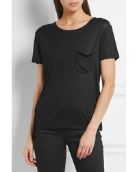 schwarzes Seide T-shirt von Saint Laurent