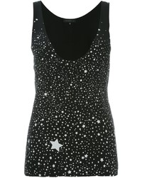 schwarzes Seide Trägershirt mit Sternenmuster von Barbara Bui