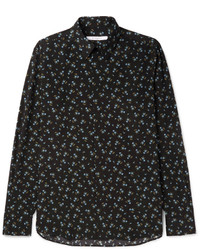 schwarzes Seidehemd mit Blumenmuster von Givenchy