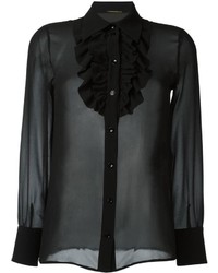 schwarzes Seidehemd von Saint Laurent